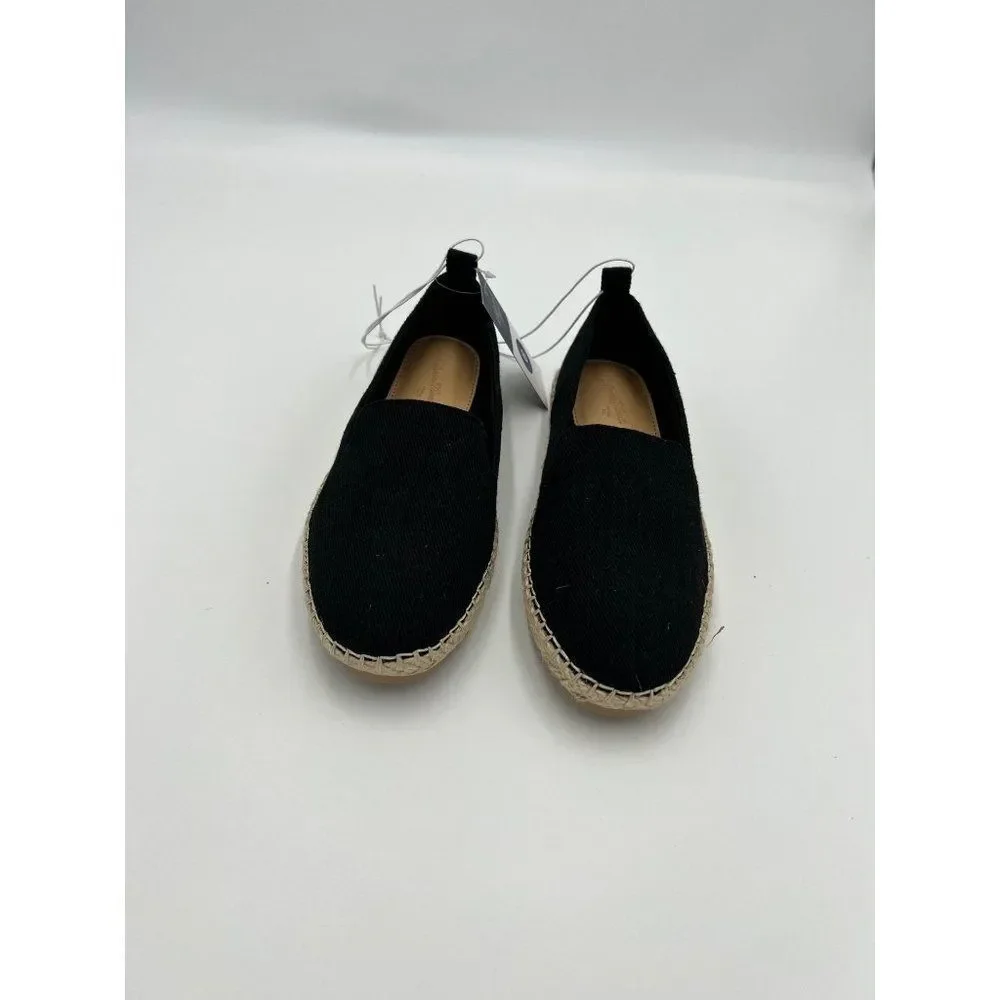 Universal Thread Womens Black Canvas Espadrille Slip On Flats Size 6 NEW‎